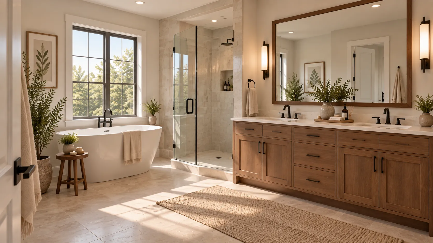 Spa bathroom with a freestanding tub